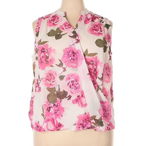 Inc Pink Roses Blouse - Picture 1 of 3